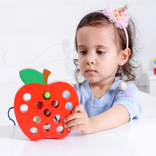 Juguete De Madera Para Comer Frutas Con Forma De Lombriz, En