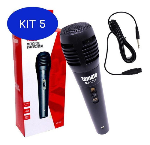 Kit 5 Microfone Profissional Com Fio Dinâmico - Cabo Com 3