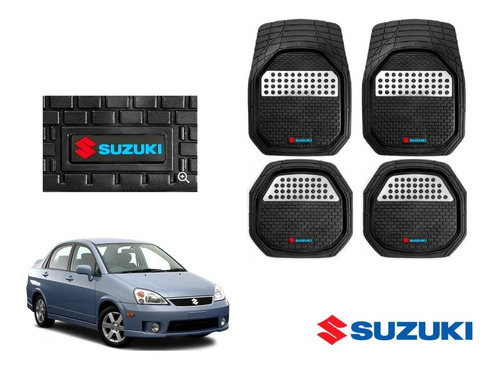 Tapetes 4 Piezas Charola 3d Logo Suzuki Aerio 2002 A 2007