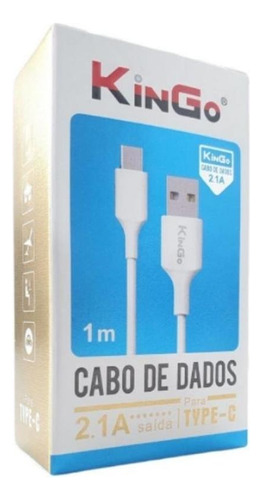 Cabo De Dados Usb-c Kingo Branco 1m 2.1a P/ Galaxy S10 Lite