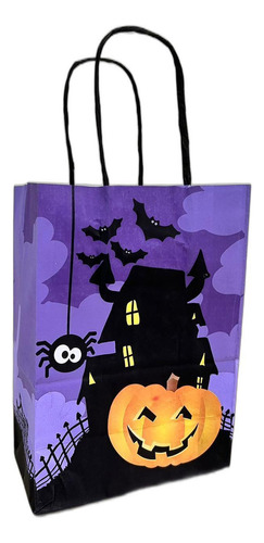 Kit 10 Sacolas Para Doces Halloween Tamanho 13,5x8x19