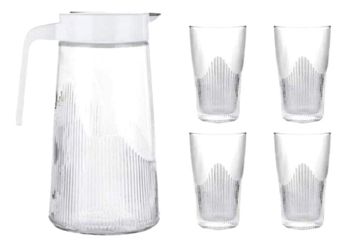 Set De Jarra 1.3l Con 4 Vasos 275ml De Vidrio 5pcs