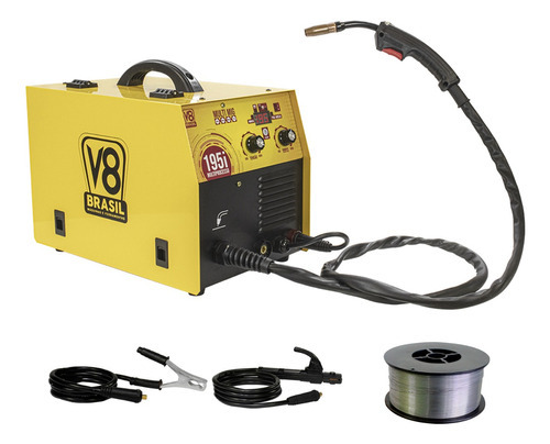 Mig Multiprocesso 195i 220v V8 Brasil + 1 Kg Arame 0,8mm Cor Amarelo Frequência 50/60Hz