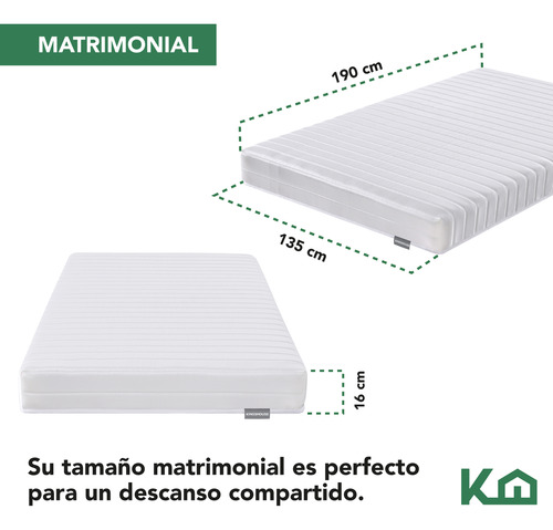 Colchon 16cm Resortes Matrimonial Blanco