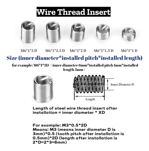 Inserto Roscado M6, 100 Piezas De Acero Inoxidable M6 En Esp