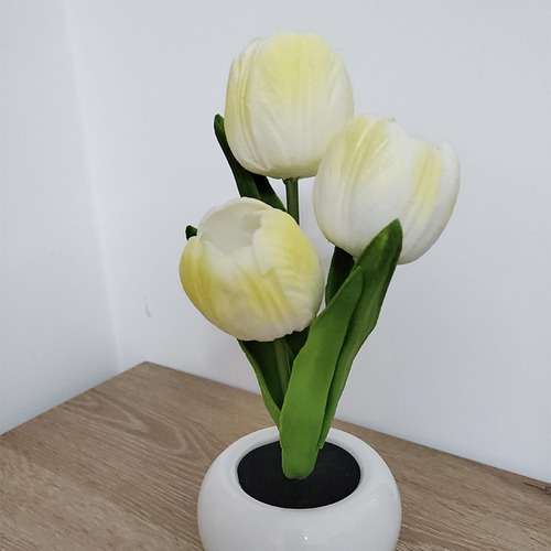 Luz De Noche Flores Artificiales Luz Led Tulipanes Amarillos