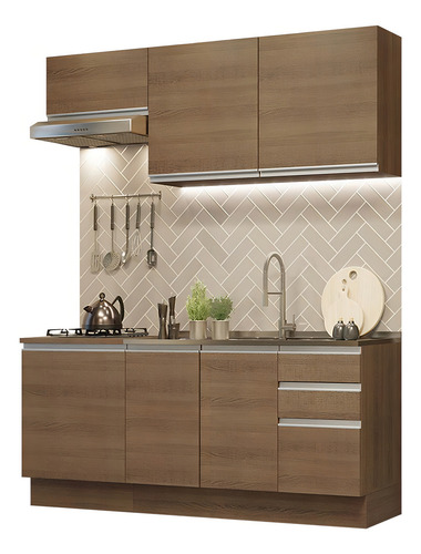 Cocina Integral Completa Modular Madesa Glamy Con Tarja 180cm 13 Marron