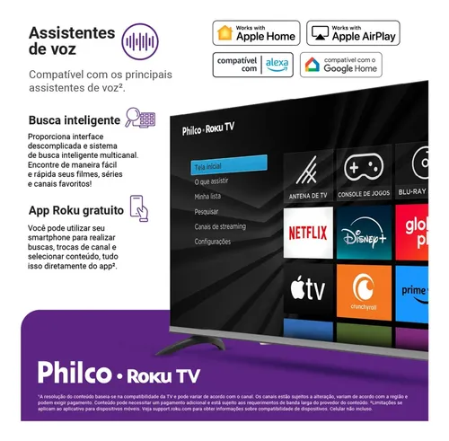 Smart TV 40" Philco Roku TV HDR10 Dolby Áudio P40CRA
