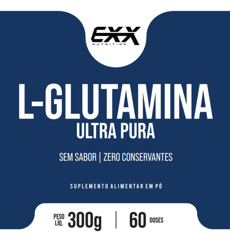 Glutamina 100% Ultra Pura L-glutamine Sem Sabor - Exx