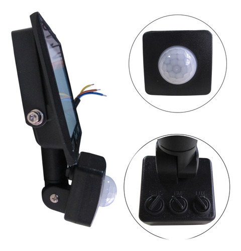2 Pack Reflector Led 30w Con Sensor D Movimiento Exterior Mg Carcasa Negra Luz Luz Fría 6500k