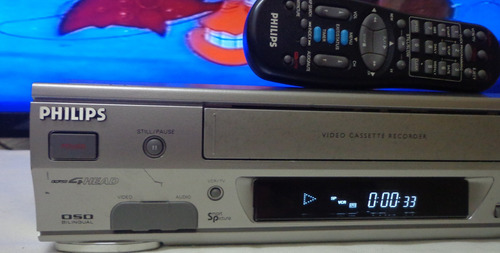 Video Cassete Philips Vr-599 + Controle- Usado - Funcionando Cinza (Usado)