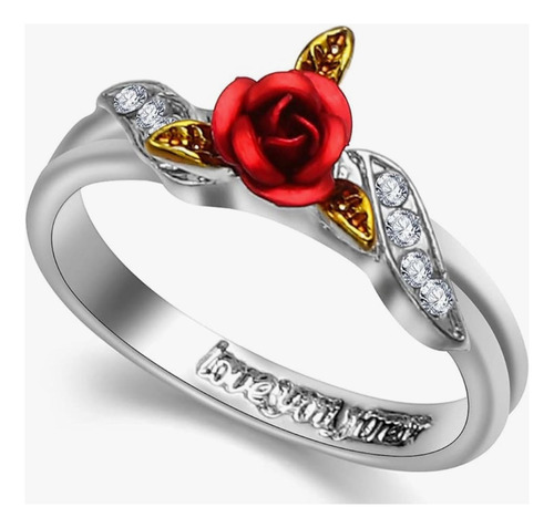 Anillo Plateado Con Texto, Love You Forever Diseño Rosa