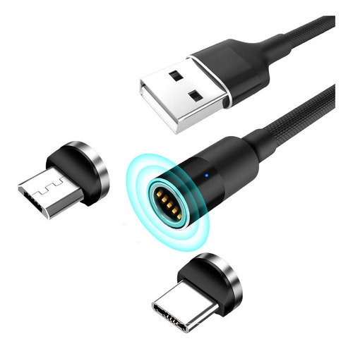 Cable Cargador Magnetico Con Plug Tipo C + Plug Micro Usb 