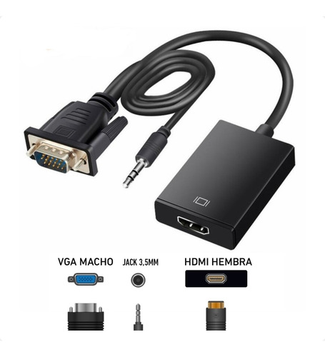 Convertidor De Video Vga A Hdmi  Con Audio 