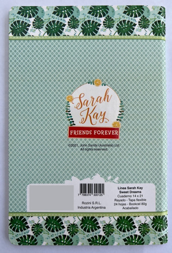 Libreta 14x21cm Sarah Kay Original Verde