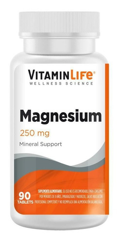  Magnesium 250 Mg 90 Cápsulas Vitamin Life 