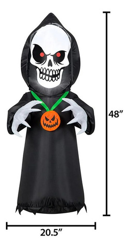 Inflable Halloween Calavera Aterradora 122cm Alto Luz Led