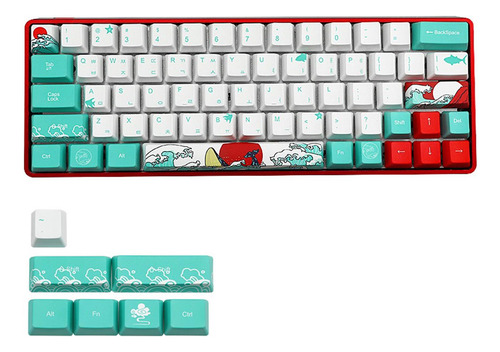 Coral Sea Ukiyo-e Keycaps Pbt Dye Sublimation 71 Key Set