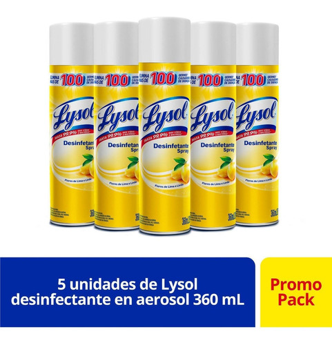 Lysol Desinfecntante En Aerosol Lemon & Lime 360ml X 5 Und