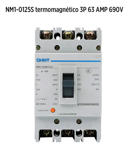 Nm1-0125s-termomagnetico 3p 63amp 690v