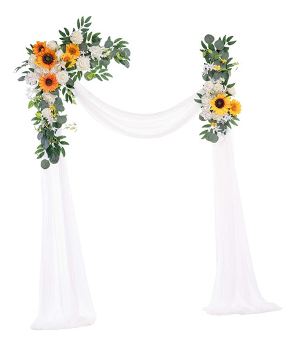 De Flores De Arco De Boda Artificial Con Blanco Amarillo