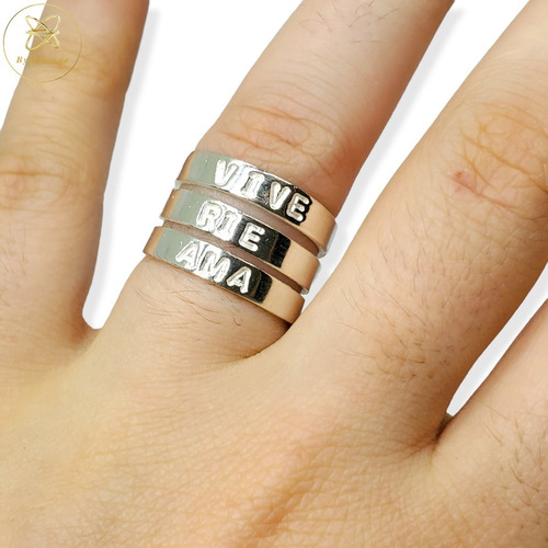 Imagen 2 de 10 de Anillo Plata Vive Rie Ama