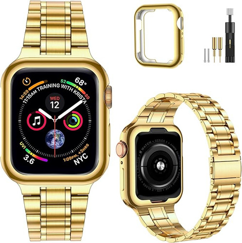 Malla De Acero Inox. P/apple Watch S/6/5/4 42/44mm - Dorado