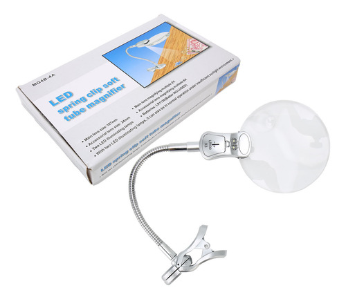 Abrazadera De Escritorio Led Con Forma De Lupa Con Clip De L