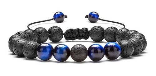 Pulsera De Piedra Volcanica Ojo De Tigre Blue  2021