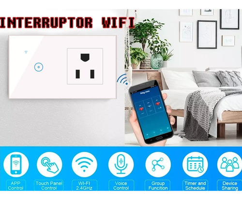 Apagador Con Enchufe Wifi Inteligente 1 Botón Interruptor