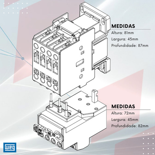 Contator WEG Cwl 18a relé sobrecarga Rwl 11 A 17a