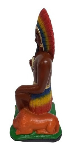 Linda Imagem Em Gesso Caboclo Xangô Das Matas Com 20cm - Zp7