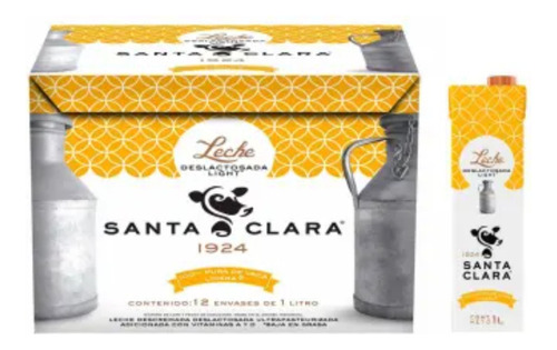2 Pza Leche Deslactosada Santa Clara Light 12 Pzas De 1 L C/