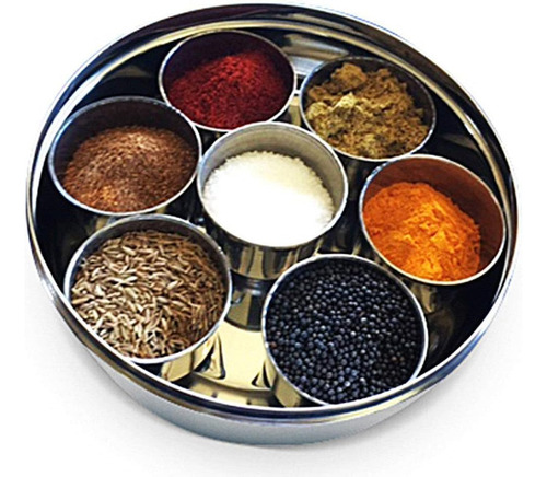 Caja De Especias De Forma Redonda De Acero Inoxidable Dabba