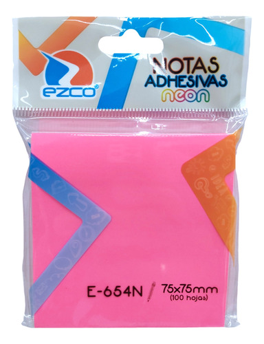 Notas Adhesivas Ezco E-654 N 75x75mm Neón 100 Hojas