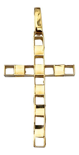 Pingente Crucifixo Quadrado 3,5 Cm Vazada Em Ouro 18k