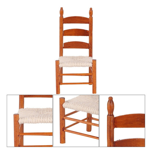 Silla Vintage De Madera En Miniatura Para Muñecas 1:12, Bric