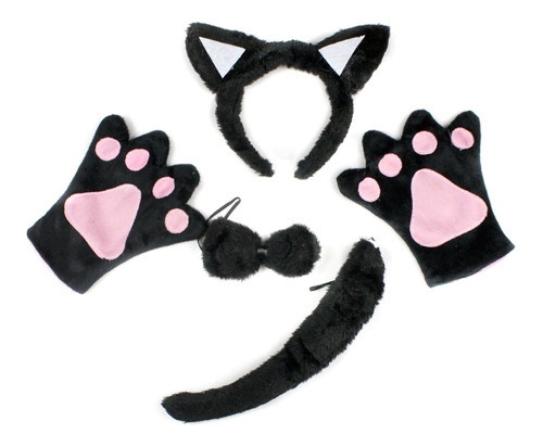 Petitebella Black Cat Diadema Bowtie Tail Gloves Disfraz De 