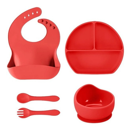 Set De Alimentación Silicona Dividida Con Ventosa Bebe 5 Pcs