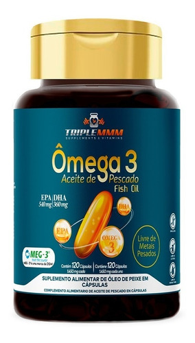 Imagen 1 de 5 de Omega 3 Libre De Metales Pesados 1450 Mg X Caps Pote 120 Cap
