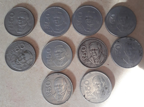 10 Monedas De 50 Pesos Juarez 1985, 1990