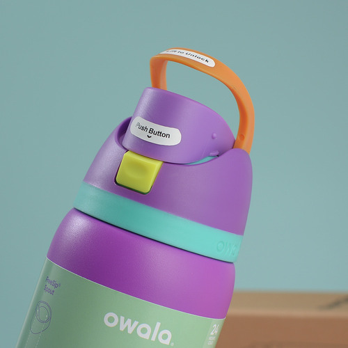 Termo deportivo Owala Double Drink, acero de 32 onzas con funda de silicona, termo rosa claro