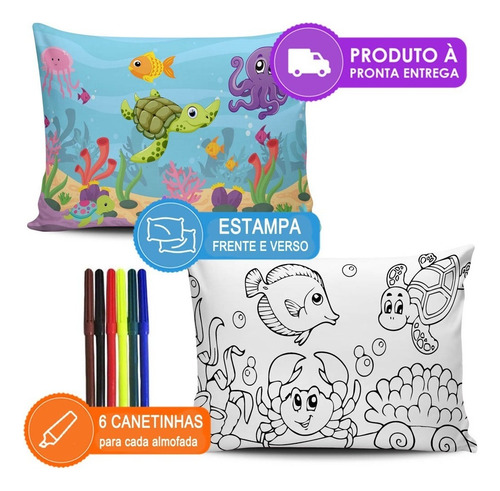 10 Almofadas Pinte E Lave Fundo Do Mar - Pronta Entrega