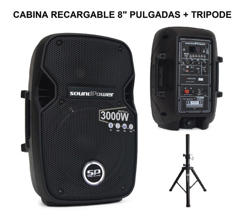 Cabina Recargable 8 Soundpower Usb / Sd / Bt + Base + Obsqio