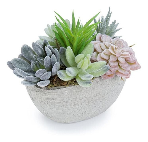 Mygift 7-inch Assorted Indoor Fake Plants Suculentas Artifi