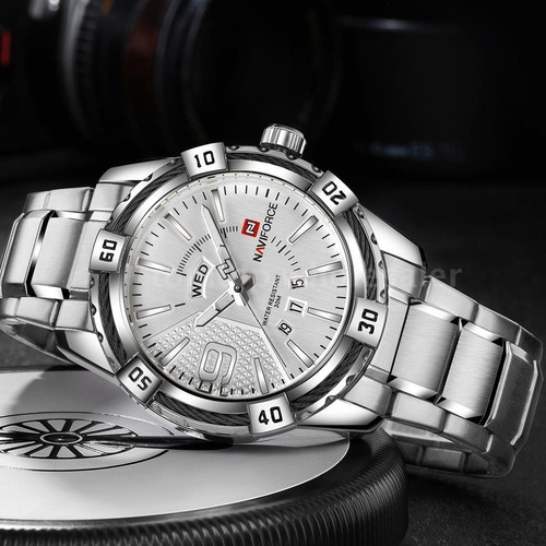 Relógio Masculino Original Analógico Pulseira Em Aço Prata