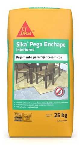 Pegamento Para Cerámicos Sika Pega Enchape Interiores 25 Kg