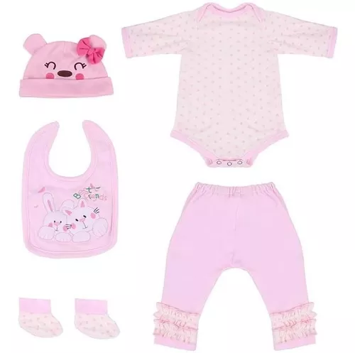 Roupa Para Boneca Bebê Reborn Laura Baby Rosa Nuvem 720 no Shoptime