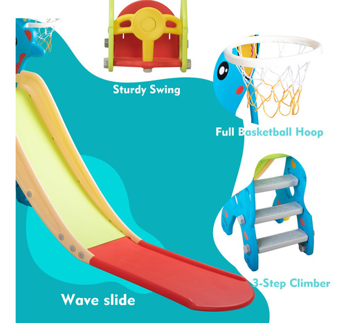 Juego De Tobogán Y Columpio Para Niños 6 En 1, 1-8 Años. 03