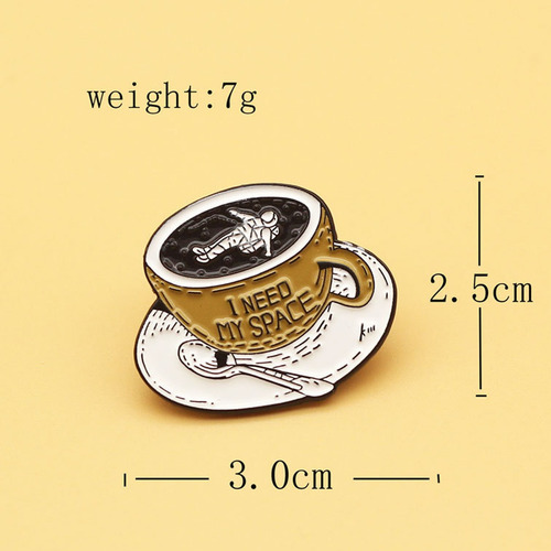 Set De 3 Pines Broches De Astronauta Con Broche Metálico Set 3 Astronauta Coffe I Need My Space